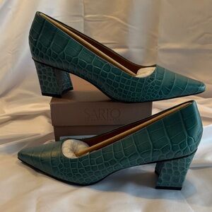 Franco Sarto Green Croc-Embossed Heels